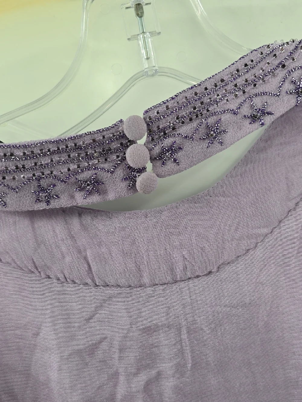 Nasty Fal Collection Beaded Embroidered Lavender Long-Sleeve Romper - Picture 9 of 12